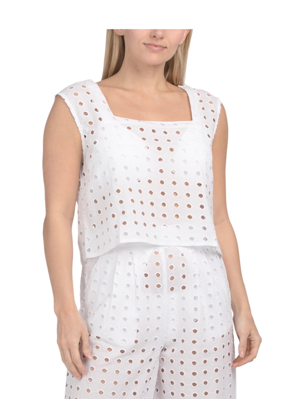 TRUE DESTINATION
Cotton Eyelet Cover-Up Tank